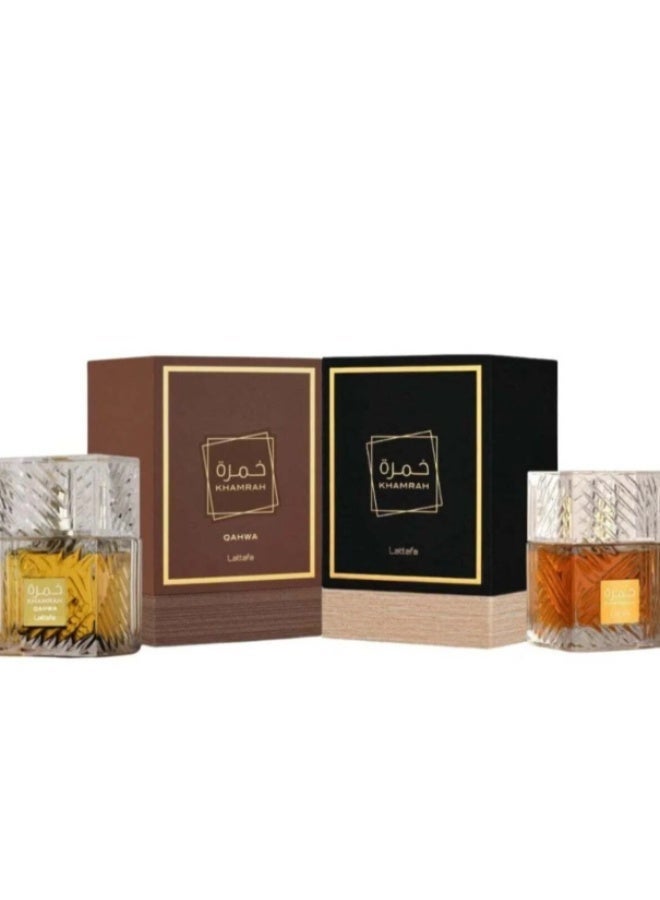 Lattafa Khamrah Qahwa Eau De Parfum 100 ml & Khamrah Unisex EDP by Lattafa 100ml Bundle - Image 1
